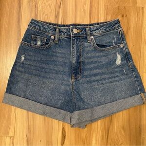 Classic High-Rise Denim Shorts in Blue